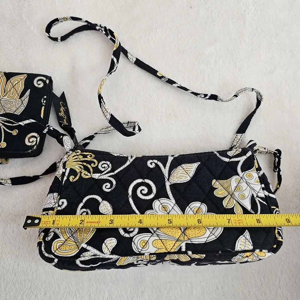 Vera Bradley black Yellow and White Floral Bird Purse with Matching Wallet - Picture 6 of 15